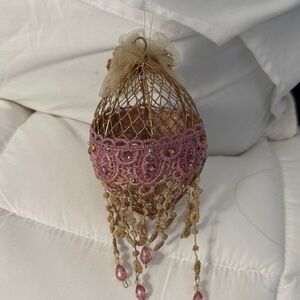 Elegant Pink and Gold Decorative Hanging Ornament
